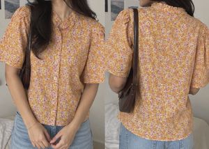 Floral Print Button-Up Blouse