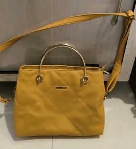Chic Quilted Yellow Handbag