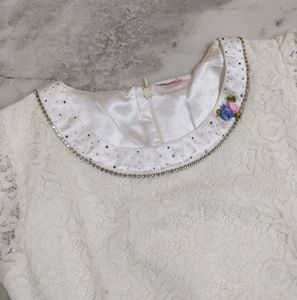 Off White Embroidered Lace Dress