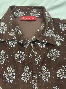 Brown Floral Printed Night Suit