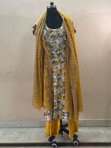 Yellow Floral Kurta Set with Dupatta