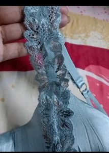 Light Blue Lace Trim Bra