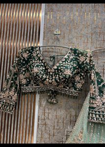 Stunning Emerald Green Lehenga Choli Set