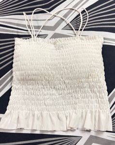 Smocked Ruffle Spaghetti Strap Crop Top