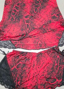 Satin Snake Print Pajama Set