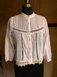 Chic White Broderie Anglaise Blouse