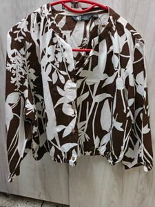 Stylish Brown & White Floral Print Blouse
