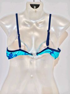 Turquoise Floral Bikini Top
