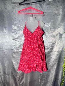 Red Floral Wrap Dress