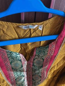 Yellow Kurta with Red Bottom and Dupatta