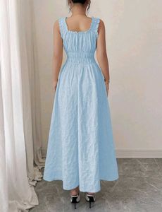 Baby Blue Smocked Midi Dress