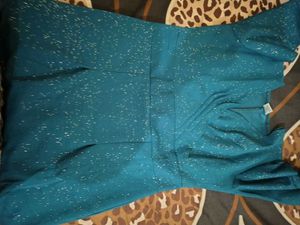 Teal Sparkle V-Neck Dress