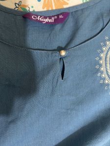 Dusty Blue Mandala Print Kurta with Pocket