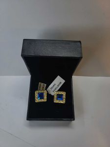 PEORA Square Blue &amp; Gold Cufflinks