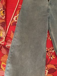 Wide Leg Grey Denim Jeans