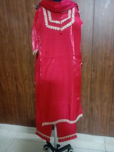 Vibrant Red Kurta Set with Dupatta