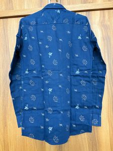 Slimfit Blue Leaf Print Casual Shirt