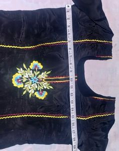 Women’s Black Velvet Look Embroidered Patiala Salw
