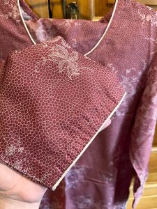 mauve suit With subtle, intricate floral print