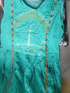 sea green printed Sleeveless Kurta