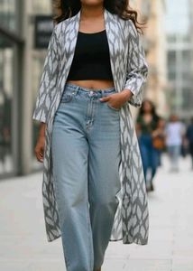 pure cotton Boho Ikat Print Long Shrug