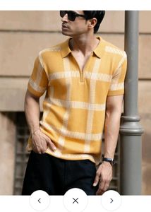 Men's Yellow Checked Polo Shirt