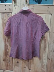 Vintage Maroon Short Sleeve Button-Up