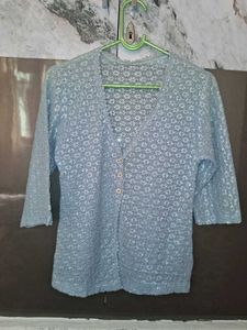 Light Blue Textured Cardigan