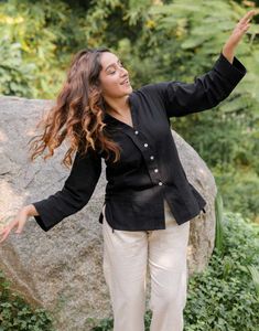 Stylish Black Cotton Kurta/Top