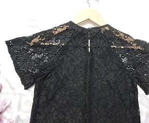 Black Lace Floral Blouse