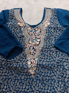 Heavy embroidery full patiyala suit dupatta