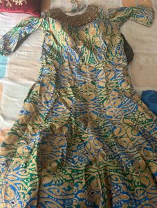 Elegant Beaded Neckline Anarkali Dress