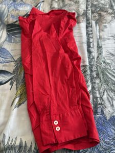 Vibrant Red Button-Up Shirt