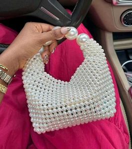 Elegant Pearl Beaded Handbag – Luxury White Pear