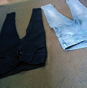 Set Of 2 Ladies Jeans Black And Gray