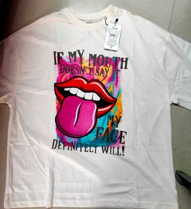 Shein Graphic Print White T-shirt