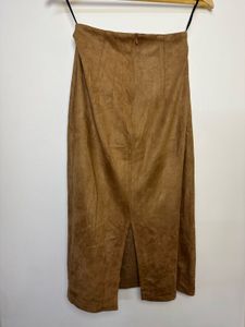 Brown Suede Wrap Skirt