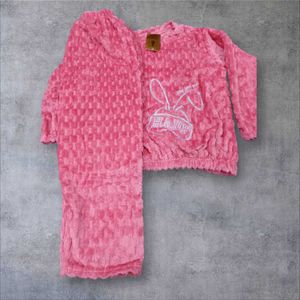 Pink Fuzzy Bunny Pajama Set