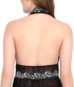 Sheer Black Nightgown with Lace Trim