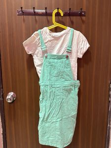 Cute Girls Overall Dress Set