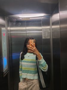 ZUDIO | Striped Crochet Knit Sweater