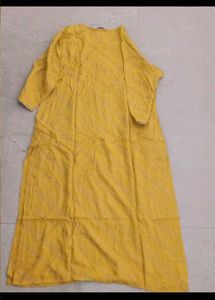 Yellow  Kurta with Golden Print