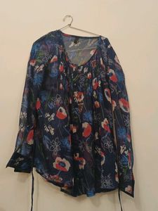 Navy Blue Floral Top