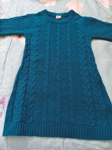 Teal Cable Knit Sweater Dress