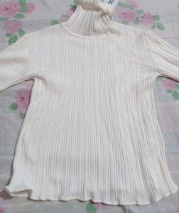 Ribbed Turtleneck Long Sleeve Top