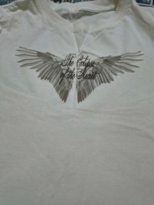 White T-Shirt with Wing Graphic