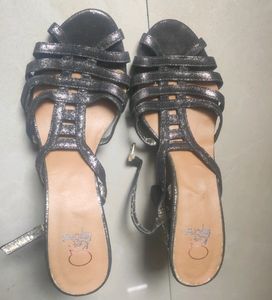 Glittery block heels sandals