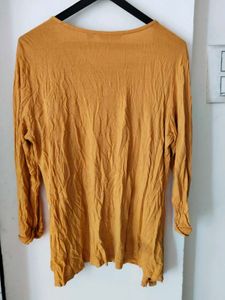 Mustard Cardigan with Polka Dot Top