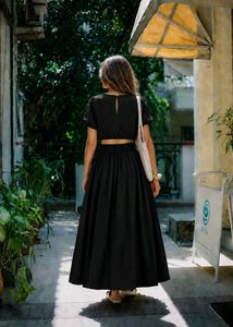Chic Black Crop Top &amp; Maxi Skirt Set