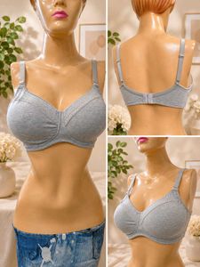 Comfortable Grey Cotton Bra